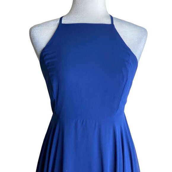 Lulus Mythical Kind of Love Chiffon Flowy Blue Halter Neck Maxi Gown Dress Sz S - Picture 6 of 15